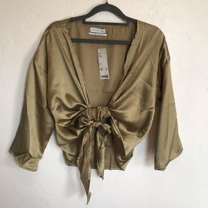 Urban Outfitters Satin Tie-Front Top